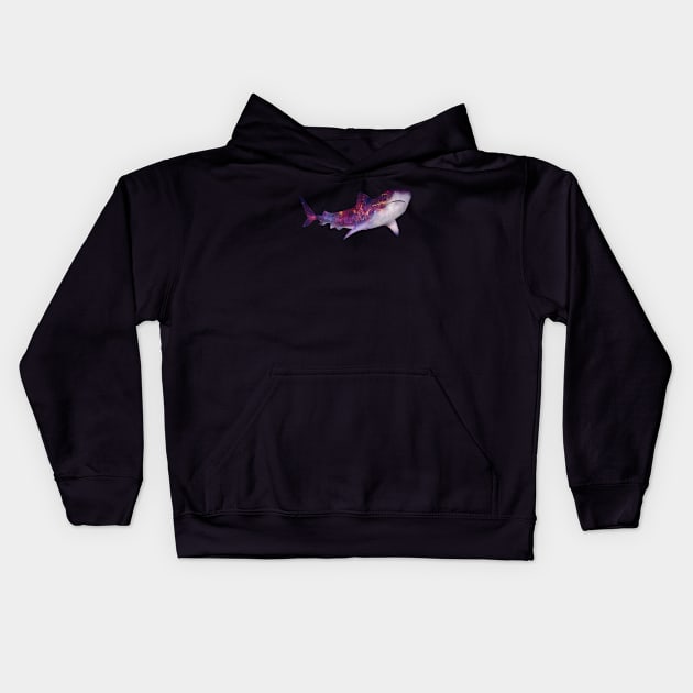 Galaxy Tiger Shark Kids Hoodie by Kristal Stittle